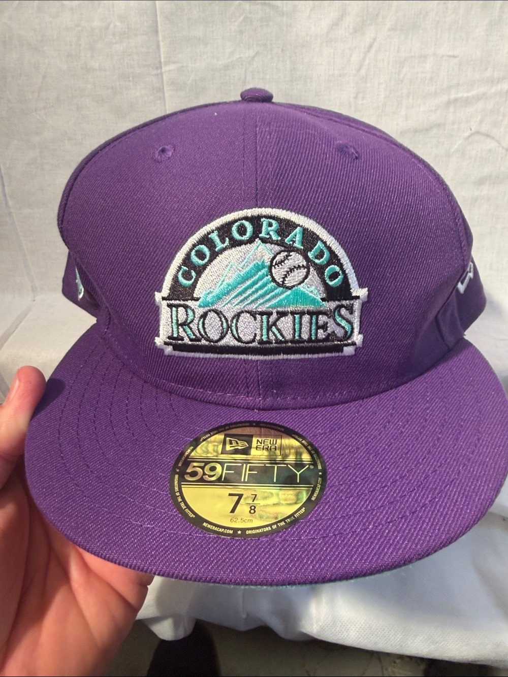 New Era Kids Colorado Rockies Purple Fitted 59FIFTY Cap 7 7/8 new with tag